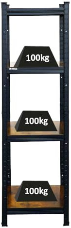 PROREGAL Vintage Series Schwerlastregal Ragnar für Gesamtlast 400 kg Maße: 150x45x45cm Vintagebraun-Schwarz, Kellerregal, Steckregal, Garagenregal, Lagerregal