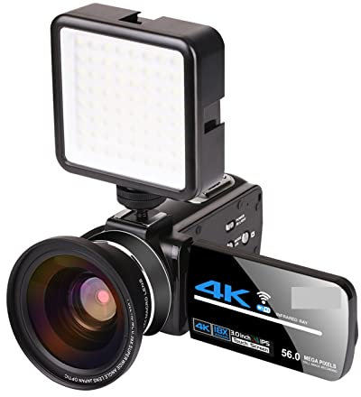 Videocamera, 4K 56MP. Videocamera videocamera Vlogging fotocamera digitale fotocamera digitale Vlogging con 3,0 pollici HD Touch Screen / Night Vision / WiFi Microfono esterno(16GB SD Card,Camera-Lens