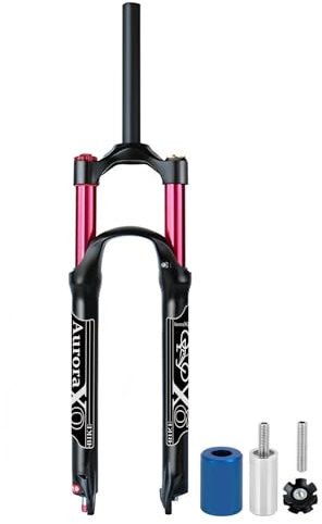 LYYCX Mountainbike Vorderrad Gabel 26 27.5 29 Zoll, Fahrrad Federgabel, Federweg 140mm AIR-32 1-1/8 Zoll Magnesiumlegierung QR 9mm mit Rückpralleinstellung(Straight Manual Lockout,27,5 Zoll)