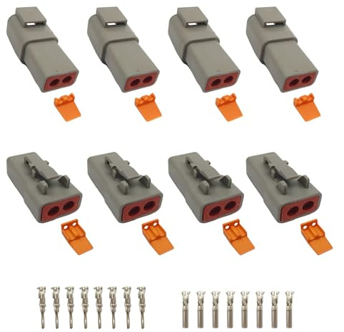 winwill 4 Sets DTP Steckerkit – 2-polig, wasserdicht, 25A, für 10-14 AWG – Stecker und Buchse für Auto, LKW, Boote & LED-Beleuchtung