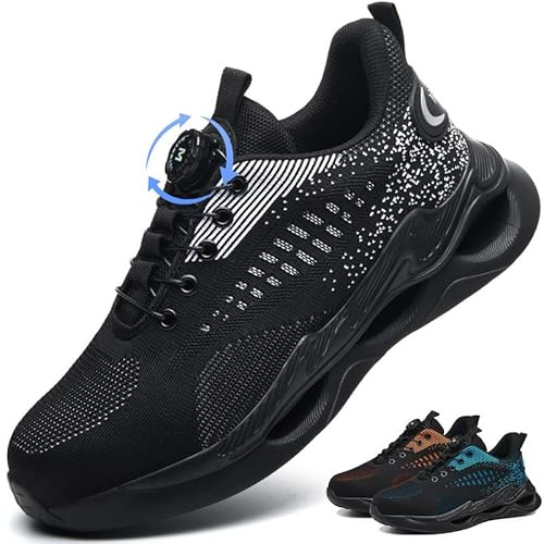 Zapatos Seguridad Hombre Ligero Zapatillas de Trabajo Hombre Transpirable Zapatos Cocina Mujer Comodo Gris 46EU