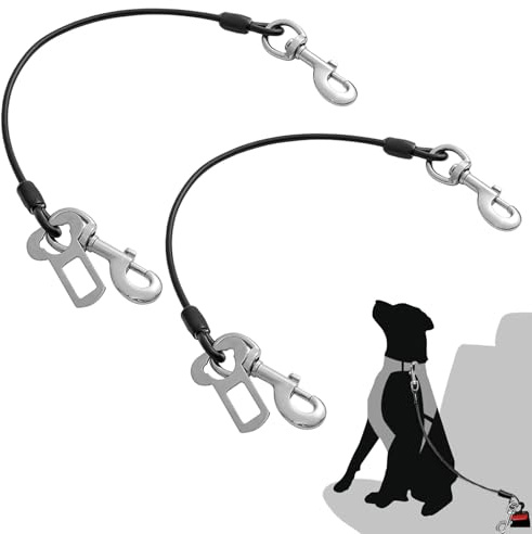 LIUYIDM spännbälte hund bil 2 stycken säkerhetsbälte hund (60 cm) | med 360° vridbar krok hundspänne för bil, lämplig för valpar, små, medelstora stora hundar