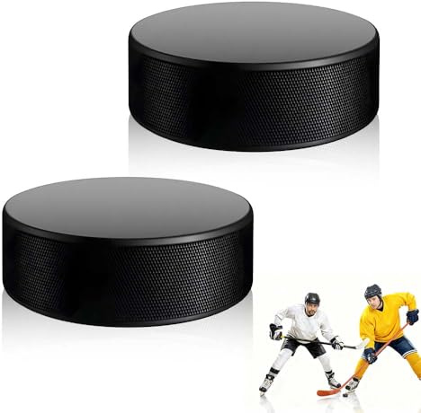 yotutun 2 Pièces Pucks de Hockey de Pratique, Rondelles de Hockey sur Glace Palet en Caoutchouc Hockey en Plein Air pour Entraînement Classique Intérieur et Extérieur, 75 mm x 25 mm