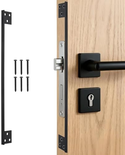 sourcing map Door Latch Guard Plates, 11 Stainless Steel Door Latch Shield Doors Security Protector Shield with Screws for Doors Lock Deadbolt, Black