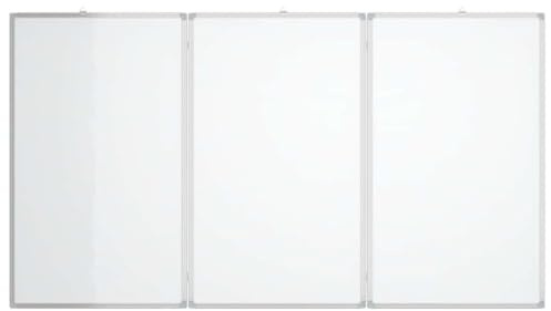 Magnetisches Whiteboard Klappbar 120x100x1,7 cm 3-teilige faltbare Tafel mit Aluminiumrahmen & Metallrückwand Starke Magnethaftung Ideal für Homeoffice, Schulung, Präsentation Inkl. Aufhängehaken