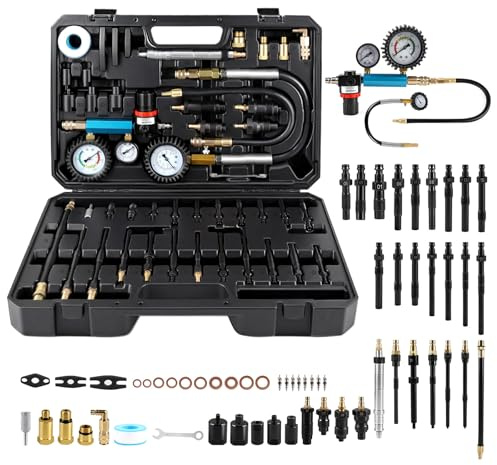 CPROSP 46tlg Druckverlusttester, Kompressionsprüfer(0-50 bar) | Druckverlustprüfer Kfz(0-7 bar); Diesel/Benzin; für HDI, TDCi, Auto, LKW, Bus, Motorräder