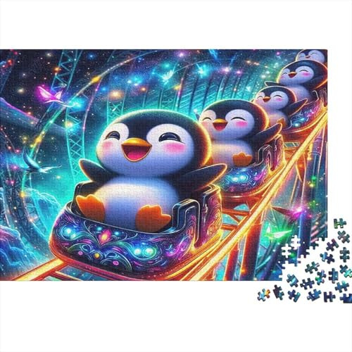 Penguins on A Neon Roller Coaster Puzzles 1000 Teile Schwer Puzzle Spielzeug Pädagogisches Spiel Impossible Herausforderungsspielzeug Für Erwachsene Und Kinder in Bewährter 70x50cm/1000pcs