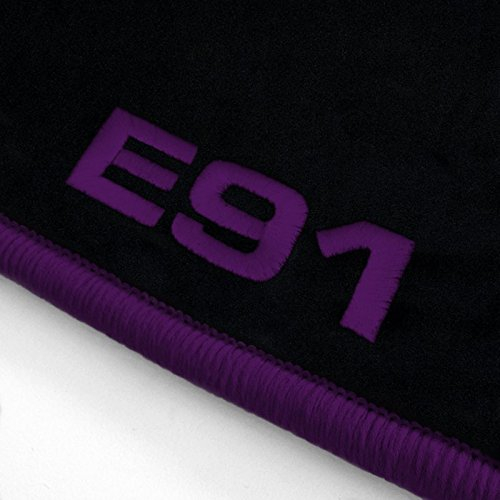 Autoteppich Stylers ATS_Q300_E91-203 Passgenaue Velours Fußmatten mit Logo Stick (E91) und Rand in Violett