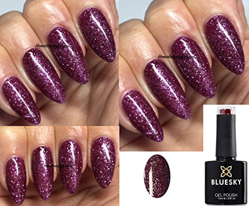 Bluesky GEL NAIL POLISH Mulled Wine, A Burgundy Plum Colour with Silver Glitter CS029 Nail UV LED Soak Off 10ml CHRISTMAS COLOR