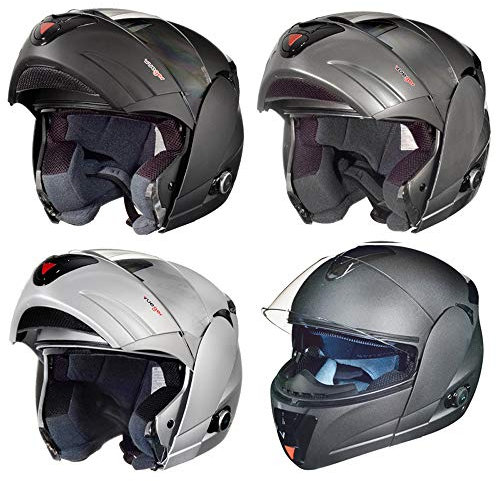 RS-980 Klapphelm Motorradhelm Bluetooth Conzept Motorrad Modular Roller Helm, Größe:XS (53-54), Farbe:Schwarz Matt