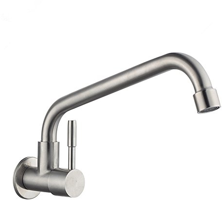 Grifo giratorio moderno de acero inoxidable montado en la pared para fregadero de cocina, sin plomo, grifos de lavabo de acero inoxidable