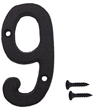 TripDock 3 Inch Wrought Iron House Number, Matching Screws Included Black Number 9
