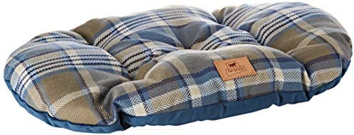 Ferplast Gepolstertes Kissen für Hunde und Katzen SCOTT 55/4, doppelseitig, schottisches Muster, weicher Samt, waschbar, Blau