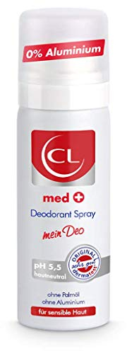 CL med + Deodorant Spray für sensible Haut - 50 ml Deo Spray ph hautneutral ohne Aluminium & Zink bietet aktiven Schutz & sanfte Pflege - Deo Herren & Damen - Deodorant Männer & Frauen