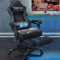 YU YUSING Gaming Stuhl Bürostuhl mit Fußstütze, Racing Stuhl Massage Ergonomisch, Drehbar Hochenverstellbar, 90-150°Rückenlehne Verstellbar, Abnehmbare Kopfstütze, Lendenkissen (Schwarz & Grau)