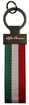 PSL Schlüsselanhänger mit italienischer Flagge, für Alfa Autos, Giulia Spider 4c, Giulietta Stelvio Tonale, Leder und Nylon