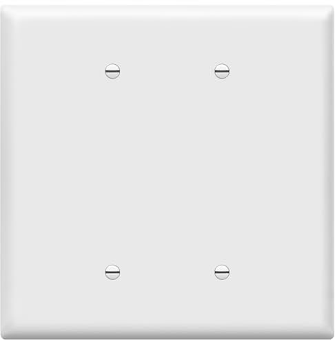 ENERLITES Cubierta de salida doble en blanco, placa de pared en blanco, 2 bandas de gran tamaño 5.5 pulgadas x 5.5 pulgadas, termoplástico de policarbonato irrompible, UL listado, 8802O-W, blanco