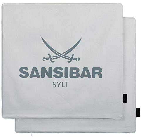 Sansibar Kissen Zierkissen Dekokissen Sofakissen 100% Baumwolle (Bezug - 45x45 cm - 2er-Set, Hellgrau/Anthrazit)
