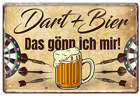 Helges-Shop Dart Schild - Blechschild für Dartspieler - Dekoration Metallschild - Schöne Deko für Dartscheibe - Zubehör Fanartikel - Lustiger Spruch - Geschenke für Fans - 30x20cm