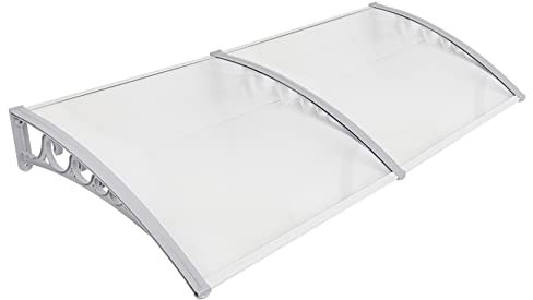 HUOLE Auvent de Porte, Auvent fenêtre, Auvent Marquise, Marquise de Porte d'entrée en Polycarbonate, Porte Résistante Toit Abri Protection Contre La Pluie et UV (80x240cm)