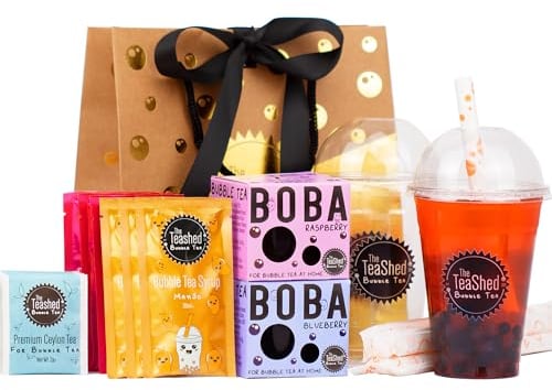 Bubble Tea Kit Syrup Gift Set with 6 Servings | Syrup + Tea + Boba Set | The TeaShed