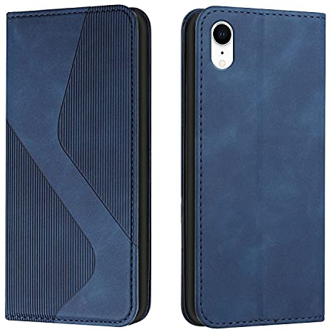 Mo-Somnus Kompatibel mit iPhone XR Hülle, Magnet PU Leder Flip Wallet Case Tasche Handyhülle, Stoßfeste Schutzhülle iPhone XR (6,1 Zoll) Brieftasche Klapphülle mit [Kartenfächer] (Blau)