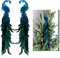 2 Pack Blue Peacock Christmas Decorations, 18.9 Inch Artificial Peacock Birds with Feather Tail and Clip, Glitter Peacock Ornaments for Christmas Tree Wedding Holiday Decor
