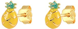 925 Silber Ohrringe, Sterling Silber Ananas Ohrstecker Gold