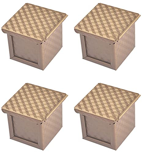 CHEYLIZI 4 x pagnotta con coperchio stampo toast pane pullman pagnotta con coperchio antiaderente mini cubo d'