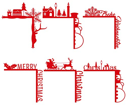 Alsino Weihnachtsdeko Türrahmen Türecken personalisiert Weihnachtsdekoration Fenster Tür Eckschild aus Holz Weihnachten Deko Holzschild, für Tür- und Fensterrahmen