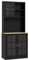 HOMCOM Buffet Cuisine, Meuble Cuisine Rangement Haut, Meuble de Rangement avec Plan de Travail, 3 Portes vitrées, 2 niches et étagères réglables, 80 x 37 x 183 cm, Noir chêne