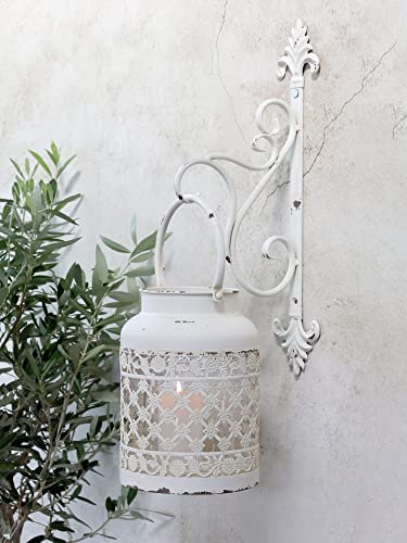 Supporto per Lanterna Supporto da Parete Gancio in ghisa Shabby Chic Appendiabiti da Parete H41 x L17 x P8 cm