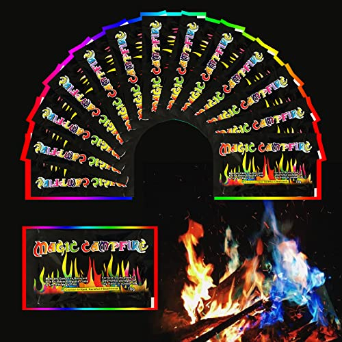 BARVERE 20 Stück Feuerzauber Pulver, Magic Fire, Pulver für Buntes Feuer, Magical Flames für Outdoor-Events, Halloween und Weihnachten, Feuerstellen, Kamine