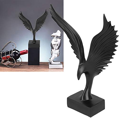 Restokki Adler Figur Statue, Adler Dekor, skulptur deko, Engelsflügel, Kunstharz-Skulptur, Adler, Schreibtisch Ornament Für Zuhause, Küche, Haus, Wohnzimmer, Veranda Dekor(Schwarz)