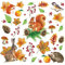 Lot de 20 serviettes en papier avec motif feuilles et animaux d'automne - Idéales pour le découpage et la technique des serviettes - 33 x 33 cm
