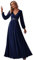 Ever-Pretty Damen Stilvolle Chiffon V-Ausschnitt Applique Plus Size Abendkleider mit Langen Laternenärmeln Navy Blau 40