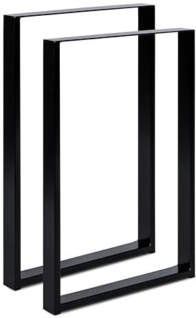 Magnetic Mobel Lot de 2 Pieds de Table en métal pour Bureau, Table à Manger, Pieds de Meubles, Base de Table, Patins de Table, 60 x 72 cm, Noir, Profil 6 x 2 cm