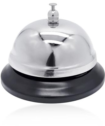 Empfangsglocke, Schreibtisch-Rufglocke, 8,4 cm Durchmesser, Service-Glocke für Hotel, Restaurant, Küche, Geschäft, Schule, Krankenhaus, Haustiertraining, um Hilfe bitten (Silber)