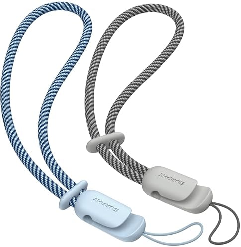 SURPHY Wrist Strap Lanyard for Phone, 2 Pack Adjustable Combination Strap Compatible with Phone, Airpods, Purse, Keychain and more, Cloud Blue & Grey