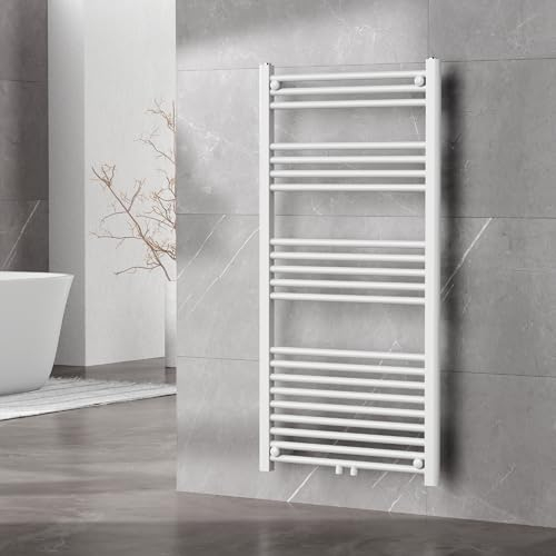 [neu.haus] Scalda Asciugamani da Parete per Bagno Radiatore Scaldasalviette ad Acqua Calda 120 x 60 cm Attacco Basso Centrale - Bianco
