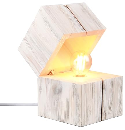Trio Leuchten Tischleuchte Treasure 514110101, Holz weiß, inkl. 1x E14 LED