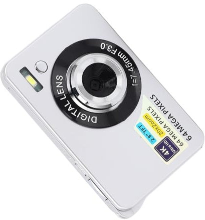 Webcam, Appareil Photo Numérique Zoom 20X 4K 56MP HD Portable Facile à Utiliser pour la Photographie (Silver)