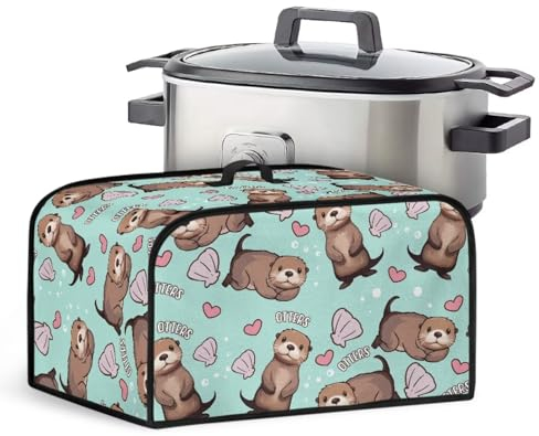 ZIATUBLES Slow Cooker Cover for Crock Pot Air Fryer Cover Slow Cooker Bag with Mesh Pocket and Top Handle Stain Resistant Kitchen Dust Cover, Cartoon Otter Shell Pattern