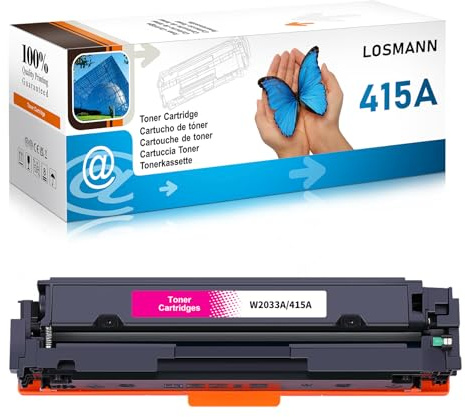 LOSMANN 1x Magenta Toner Kompatible für HP 415A W2033A Mit Chip | Ersatz für Color Laserjet Pro MFP M479fdw M479fnw M479fdn M479dw M454dn M454dw M479 M454 415X W2033X