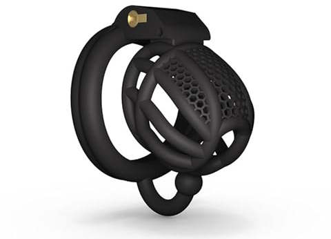 Keuschheitskäfig Herren,Mini 3D-Waben Peniskäfig mit 4 Penis Rings,Harz Sklave Keuschheitskäfig für Männer Chastity Cage Male,Männer Keuschheit Bondage Sex spielzeug (schwarz, S)