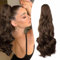 Gairyan 50cm Postiche Queue de Cheval avec Pince Extensions de Cheveux Naturel a Clip Ondulé Extension Queue de Cheval Synthétique Rajout Cheveux Claw on Ponytail Longue Bouclée - Marron Chatain