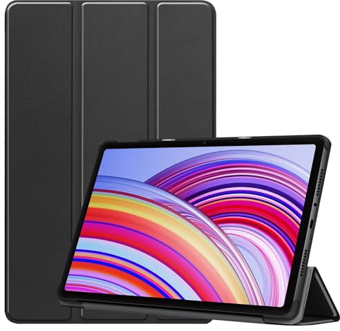 YRH für Redmi Pad Pro Hülle 12.1 Zoll 2024, [Auto Wake/Sleep] Ultra dünn Leather Stand Cover for Tabletten Xiaomi Poco pad 12.1 (Schwarz)