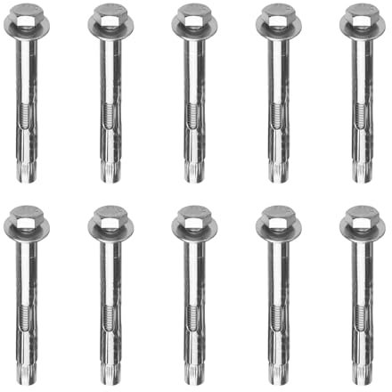 M6 x 80 Dehnschrauben, 20 Stück, Edelstahl-Ankerspreizbolzen, Ankerschrauben, Sechskantmutter-Hülsen-Ankerbolzen, Betonschrauben für Mauerwerk und Ziegelwand