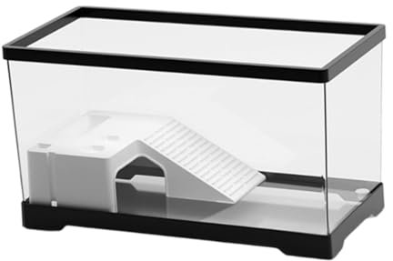 AWHAO Tortuga Tanque Acuario Tortuga hábitat con hábitat Mascotas Accesorio, Grande Negro