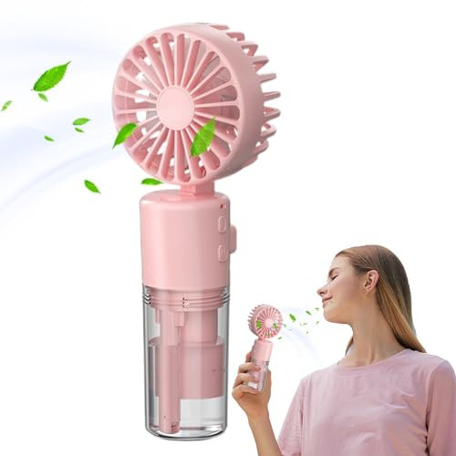 Meindin Ventilador de mano con niebla de agua | Ventilador de pulverización recargable de mano con niebla de agua | Ventilador de refrigeración portátil plegable suministros de verano con mango